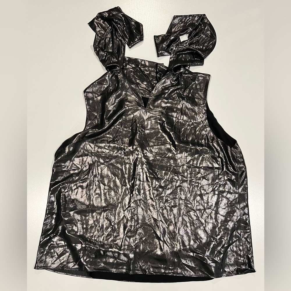 WHBM: Evening Blouse: Shiny Black: X-Large - Picture 6 of 9